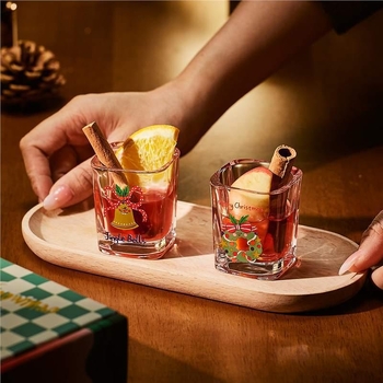 Стъклена чаша за дома - ръчно духана, кръгла, модерен минимализъм - самостоятелна чаша, Коледа