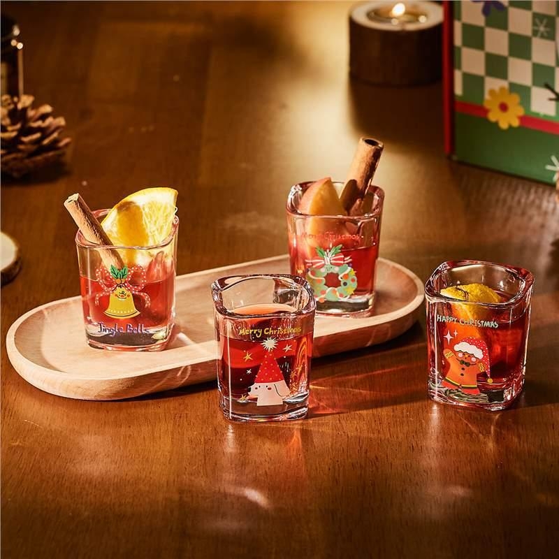 Стъклена чаша за дома - ръчно духана, кръгла, модерен минимализъм - самостоятелна чаша, Коледа