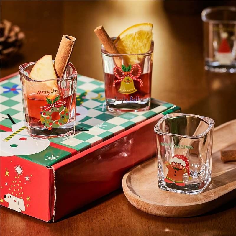 Стъклена чаша за дома - ръчно духана, кръгла, модерен минимализъм - самостоятелна чаша, Коледа