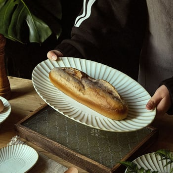 Tongxing 11-dijelni set keramičkog posuđa u retro stilu – japanska keramika, plosnate zdjele, tanjuri za sushi, tanjuri za užinu, jednobojan, glazirana površina peći, mikrovalna kompatibilnost, prilagodljiv