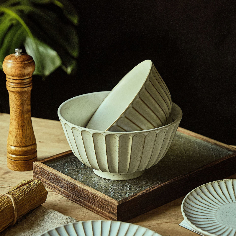 Tongxing 11-dijelni set keramičkog posuđa u retro stilu – japanska keramika, plosnate zdjele, tanjuri za sushi, tanjuri za užinu, jednobojan, glazirana površina peći, mikrovalna kompatibilnost, prilagodljiv