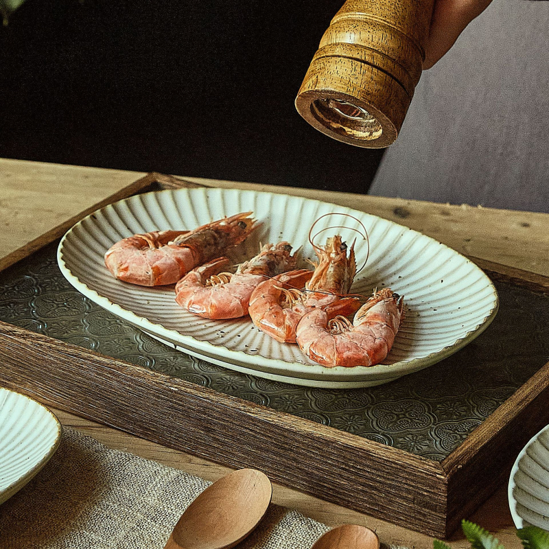 Tongxing 11-dijelni set keramičkog posuđa u retro stilu – japanska keramika, plosnate zdjele, tanjuri za sushi, tanjuri za užinu, jednobojan, glazirana površina peći, mikrovalna kompatibilnost, prilagodljiv