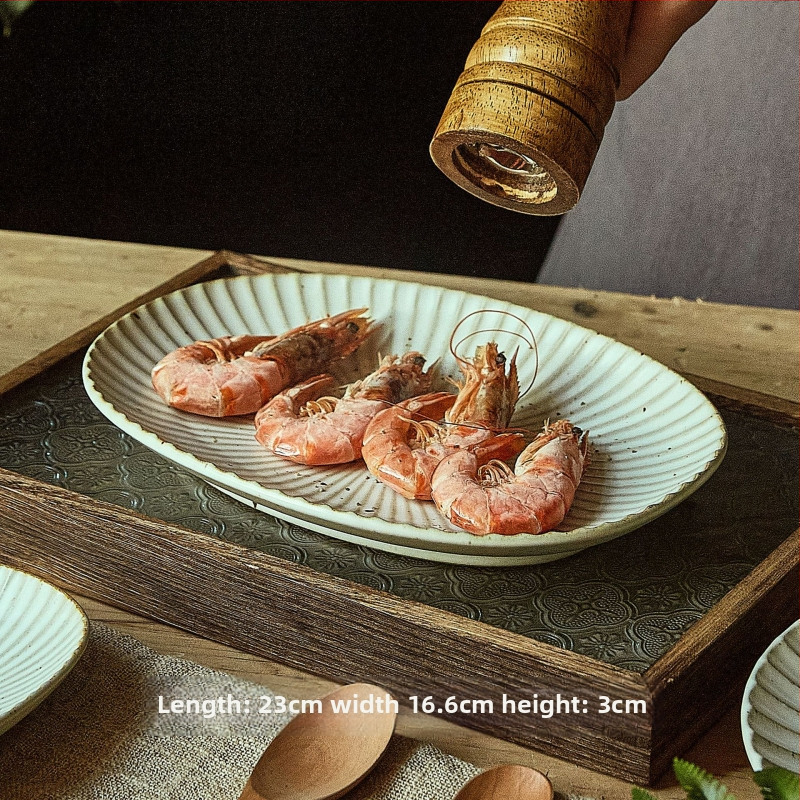 Tongxing 11-dijelni set keramičkog posuđa u retro stilu – japanska keramika, plosnate zdjele, tanjuri za sushi, tanjuri za užinu, jednobojan, glazirana površina peći, mikrovalna kompatibilnost, prilagodljiv