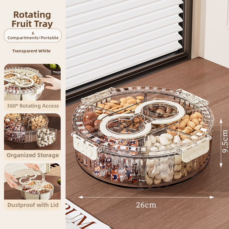 Forgó gyümölcstál, PET+PP, könnyed luxus stílus, egységes mintázat, asztali bemutató tál