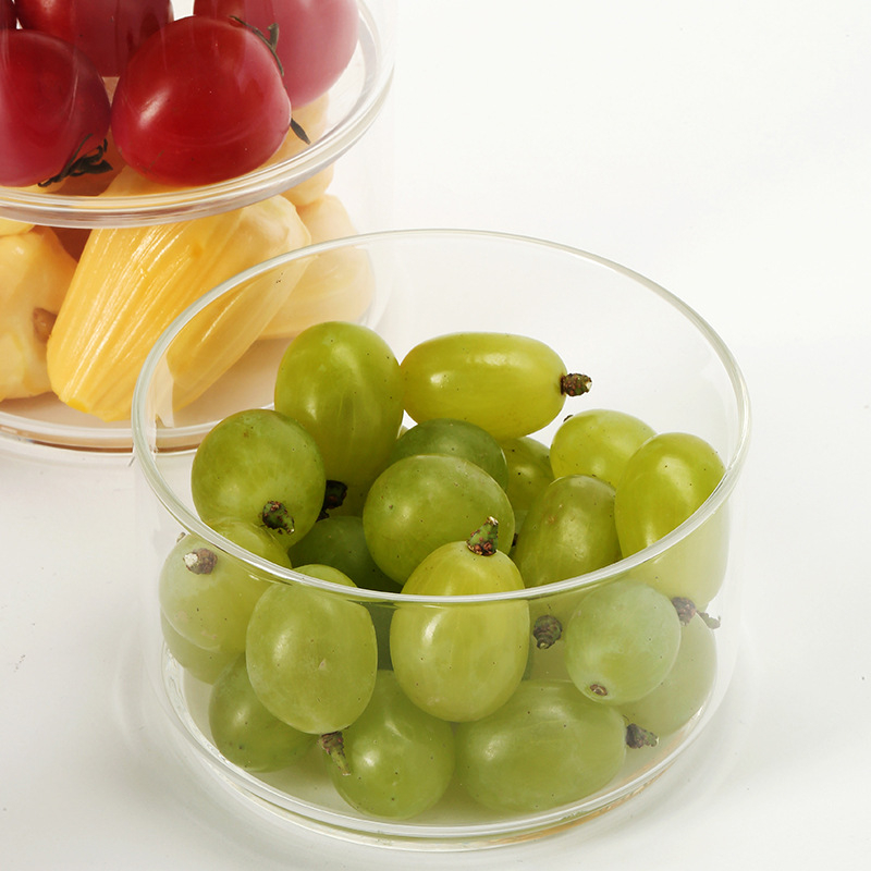 Μπολ σαλάτας από γυαλί υψηλής μποροσίλικης με ξύλινο καπάκι – στοιβάσιμο δοχείο για φρούτα και λαχανικά