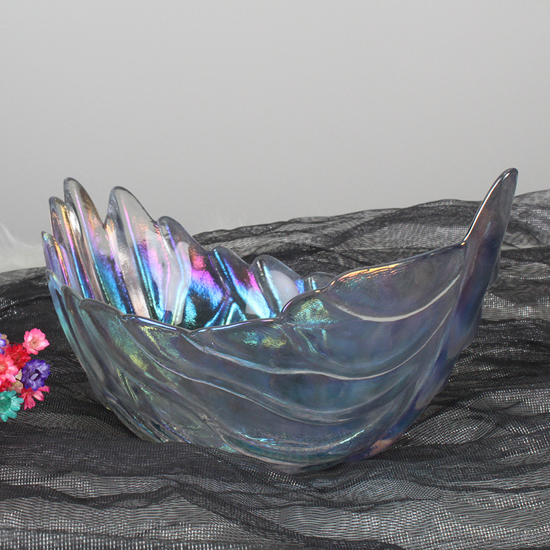 Vas de sticlă cu formă neregulată, suprafață pictată manual, modele multiple; logo tipărit, personalizare disponibilă