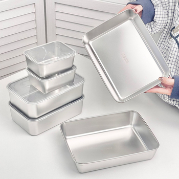 Tava de pregătire a alimentelor din oțel inoxidabil 304 – dreptunghiulară, suprafață mată, tip farfurie universal, stil modern minimalist
