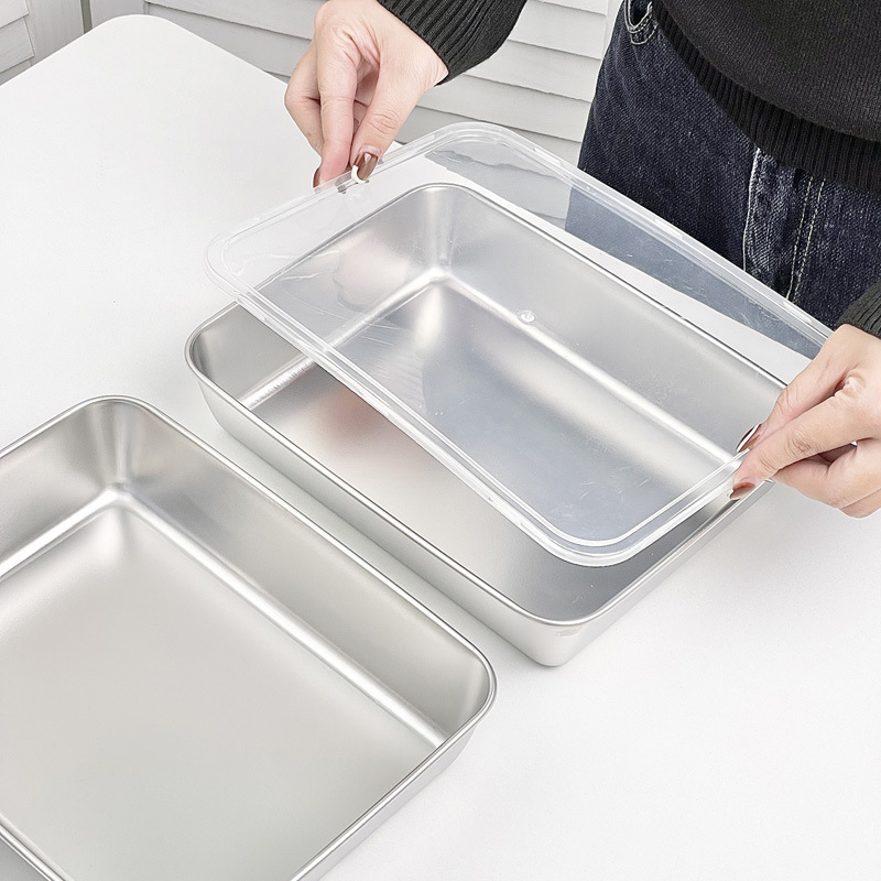 Tava de pregătire a alimentelor din oțel inoxidabil 304 – dreptunghiulară, suprafață mată, tip farfurie universal, stil modern minimalist