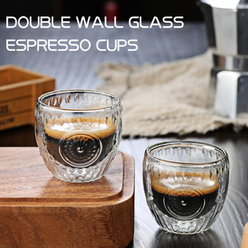 Двоен слой боросиликатно стъкло, чаша за кафе/чай, термоустойчива, без дръжка, ледников модел, комплект от 6 броя