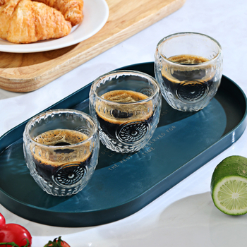 Двоен слой боросиликатно стъкло, чаша за кафе/чай, термоустойчива, без дръжка, ледников модел, комплект от 6 броя