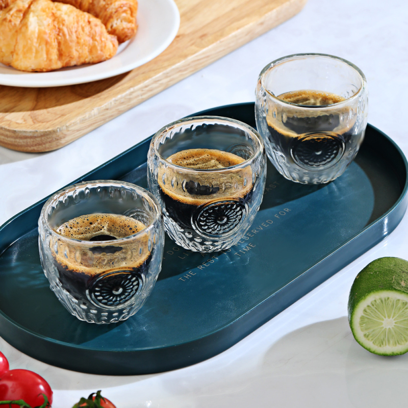 Двоен слой боросиликатно стъкло, чаша за кафе/чай, термоустойчива, без дръжка, ледников модел, комплект от 6 броя