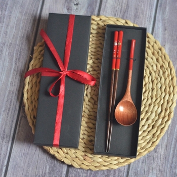 Set tacâm din lemn: lingură și bețișoare, în stil National Tide, cadou de nuntă, stil Nou Chinezesc, calitate primă clasă