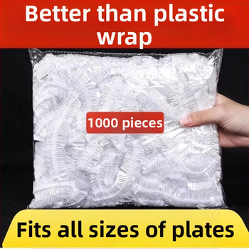 Jednorazový obal z potravinárskej fólie, štýl sprchovej čiapky s gumou, antibakteriálny, pre zvyšky jedla, tepelne odolný -60°C až 100°C