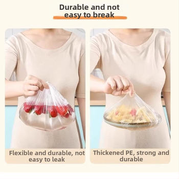 Jednorazový obal z potravinárskej fólie, štýl sprchovej čiapky s gumou, antibakteriálny, pre zvyšky jedla, tepelne odolný -60°C až 100°C
