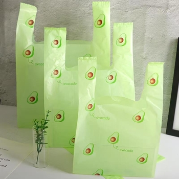 Πλαστική tote τσάντα με θέμα αβοκάντο - φορητή, επαναχρησιμοποιούμενη, PE, καθολική χρήση, 50 τεμάχια σε κουτί