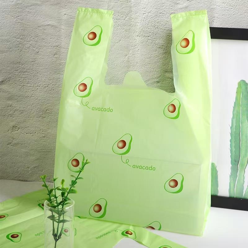 Πλαστική tote τσάντα με θέμα αβοκάντο - φορητή, επαναχρησιμοποιούμενη, PE, καθολική χρήση, 50 τεμάχια σε κουτί