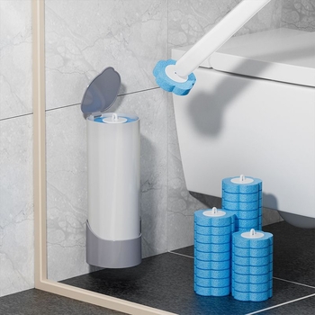 Комплект за еднократна четка за тоалетна, стенен монтаж, дълга дръжка, пластмасов почистващ инструмент за баня