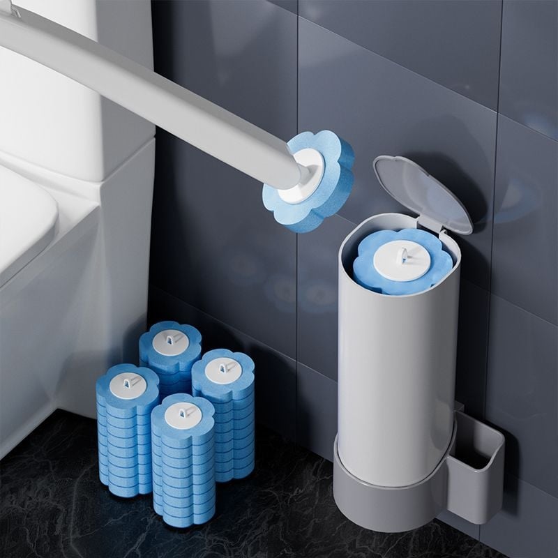 Комплект за еднократна четка за тоалетна, стенен монтаж, дълга дръжка, пластмасов почистващ инструмент за баня