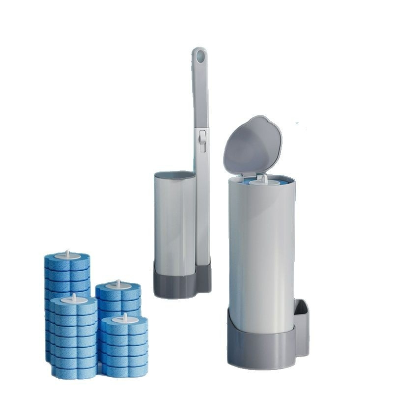 Комплект за еднократна четка за тоалетна, стенен монтаж, дълга дръжка, пластмасов почистващ инструмент за баня