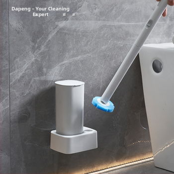 Тоалетна четка Dapeng с дълга дръжка, сменяема глава, без мъртви ъгли, стойка