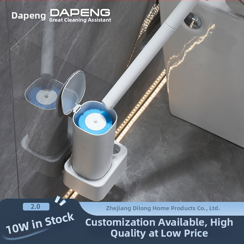 Тоалетна четка Dapeng с дълга дръжка, сменяема глава, без мъртви ъгли, стойка