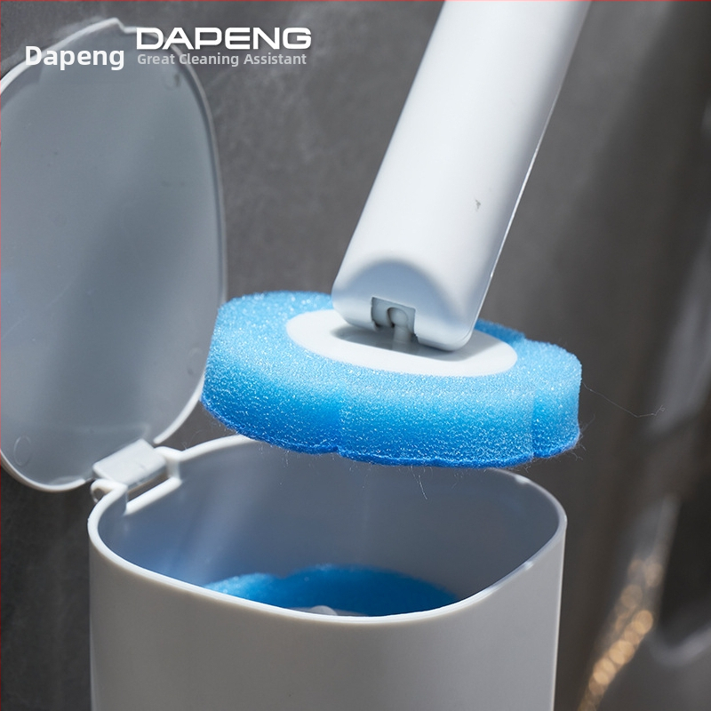 Тоалетна четка Dapeng с дълга дръжка, сменяема глава, без мъртви ъгли, стойка