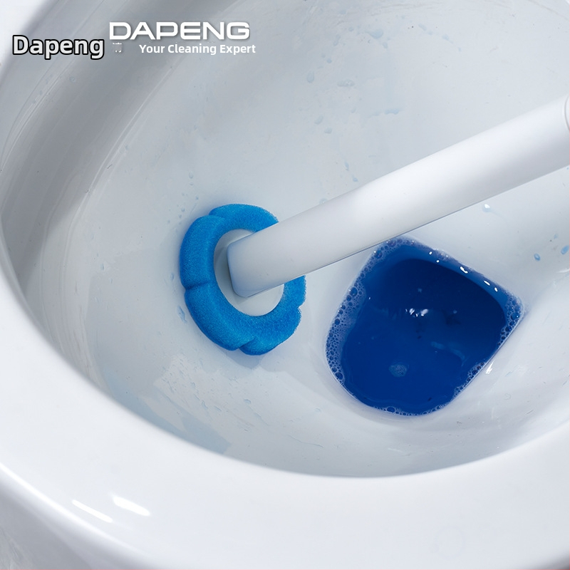 Тоалетна четка Dapeng с дълга дръжка, сменяема глава, без мъртви ъгли, стойка