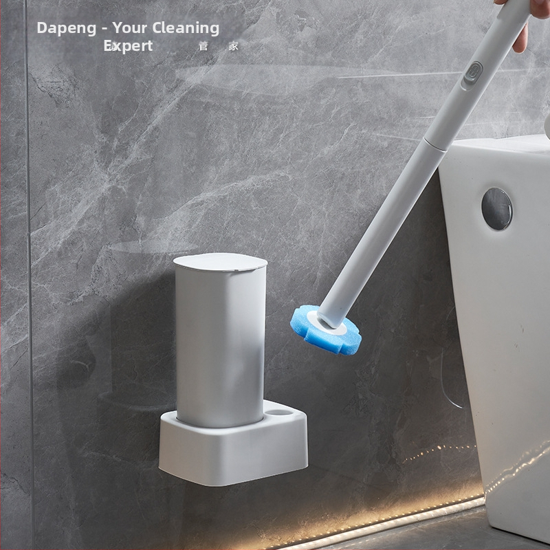 Тоалетна четка Dapeng с дълга дръжка, сменяема глава, без мъртви ъгли, стойка
