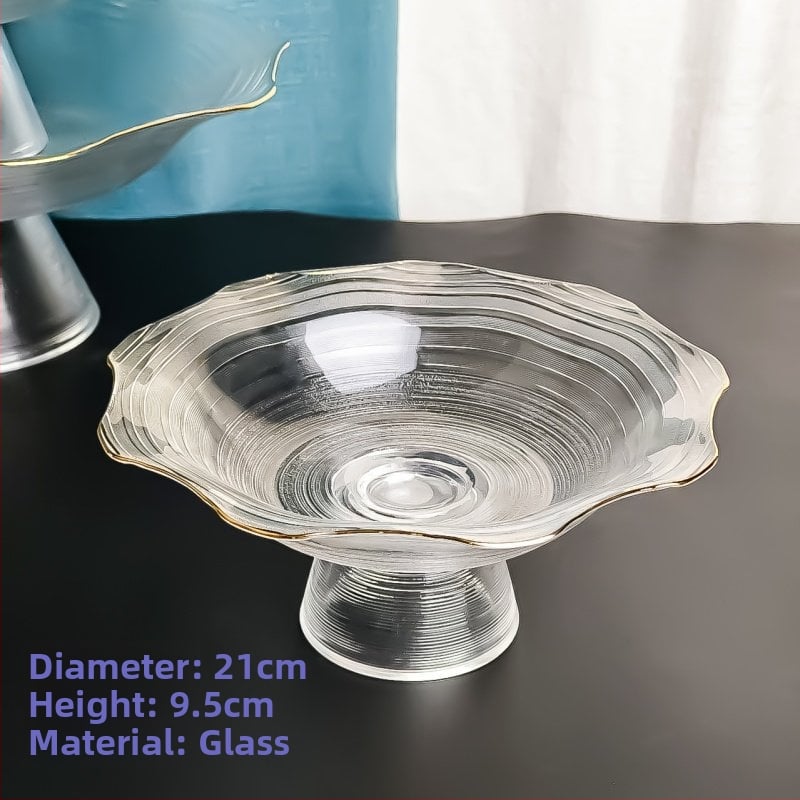 Стъклена плодова чиния с високи крака – модерен минималистичен стил, лято 2021