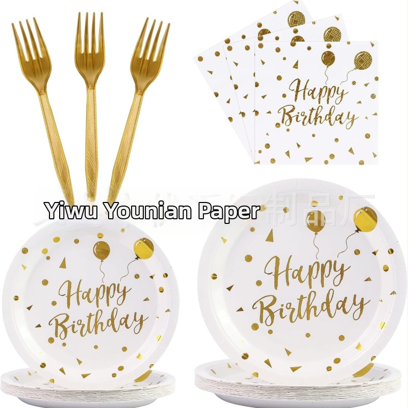 Jednorázový set jedálenských potrieb na oslavu narodenín, z papiera, poháre 250 ml, okrúhle taniere, značka Excellent Warmth