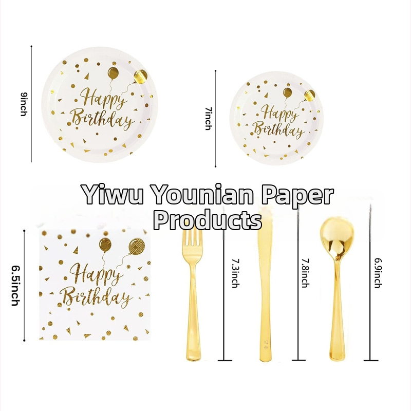 Jednorázový set jedálenských potrieb na oslavu narodenín, z papiera, poháre 250 ml, okrúhle taniere, značka Excellent Warmth