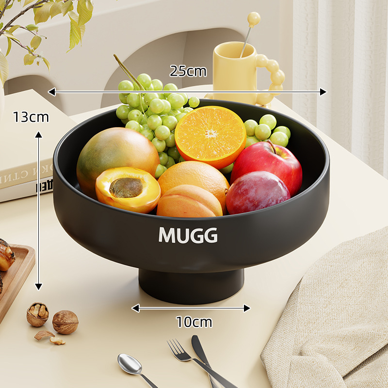 Duboka posuda za voće, kružnog oblika, od ugljičnog čelika, moderan minimalistički stil, naljepnica visoke temperature