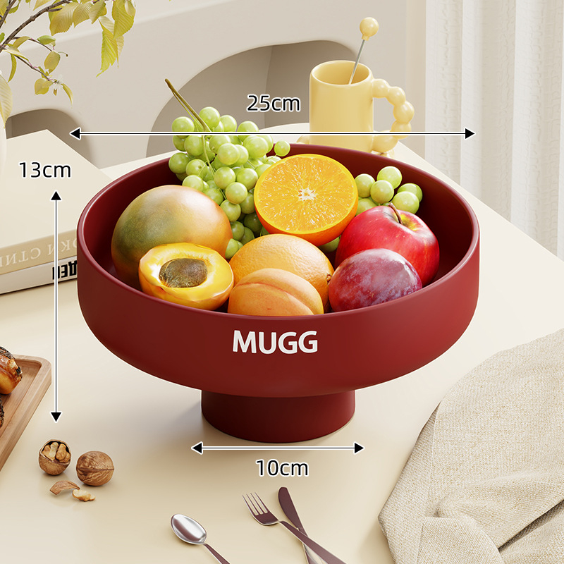 Duboka posuda za voće, kružnog oblika, od ugljičnog čelika, moderan minimalistički stil, naljepnica visoke temperature