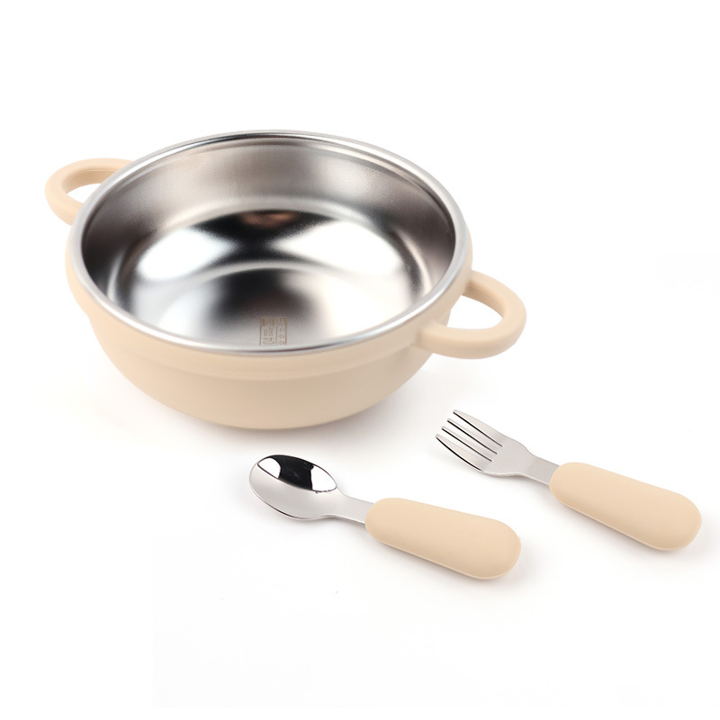 Set zdjela za hranjenje bebe, 3-dijelni set, nehrđajući čelik, za bebe starije od 3 mjeseca, minimalistički dizajn