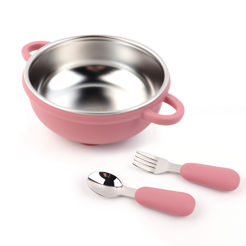Set zdjela za hranjenje bebe, 3-dijelni set, nehrđajući čelik, za bebe starije od 3 mjeseca, minimalistički dizajn