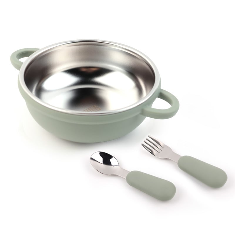 Set zdjela za hranjenje bebe, 3-dijelni set, nehrđajući čelik, za bebe starije od 3 mjeseca, minimalistički dizajn