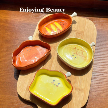 Cuki kerámia tál karikatúra mintával – nem szabályos forma; Anyag: kerámia; Minta: karikatúra; Stílus: aranyos; Felület: aláglazúros