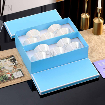 5 részes csontporcelán étkészlet platina élű geometriai csíkokkal - skandináv minimalista stílus, glazúrt felület