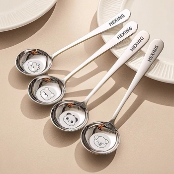 Žlica za juhu od 316 nehrđajućeg čelika, okrugla glava, za djecu, ravno dno, kvaliteta hrane