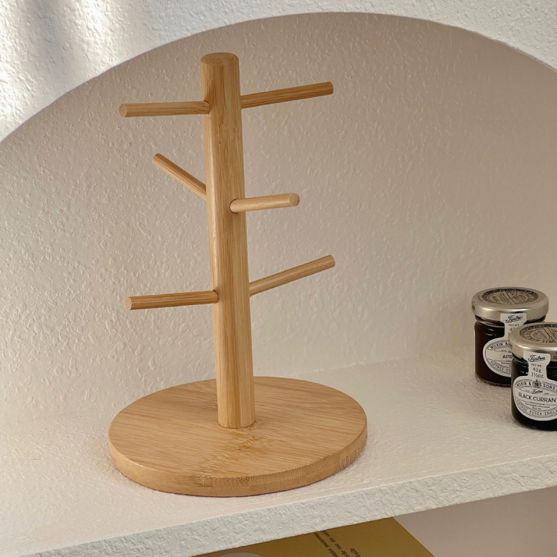 Bambusz pohár tartó asztali rendező — fúrás nélküli, 0,641 kg, 2024-ben bevezetve