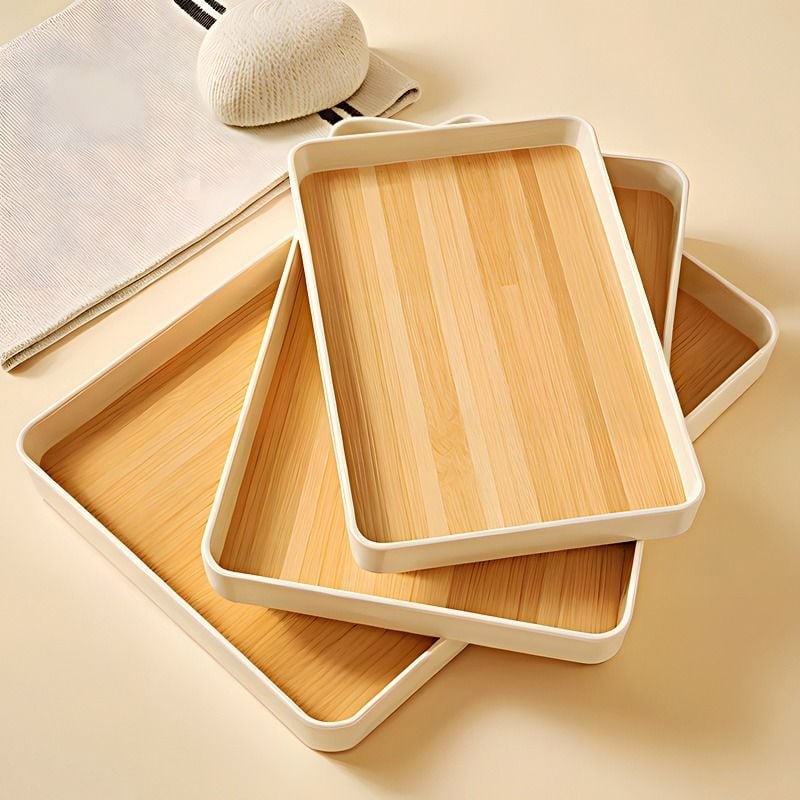 Plastični pladanj nordijskog stila s imitacijom drveta za posluživanje čaja i voća