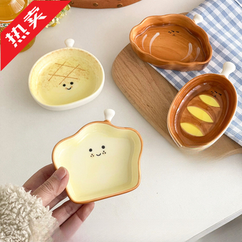 Porcelanska posudica za umake, karikatura uzorak, nepravilan oblik, pod glazurom, Instagram stil