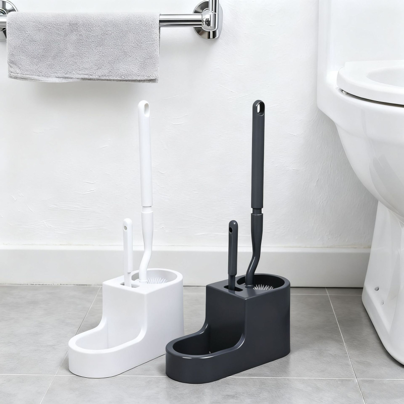 Shengjian set četke za WC s mekim vlaknima, zidni montažni bez bušenja, četka za uske prostore