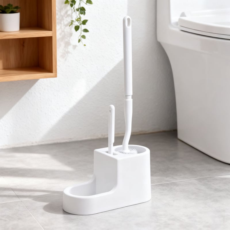 Shengjian set četke za WC s mekim vlaknima, zidni montažni bez bušenja, četka za uske prostore