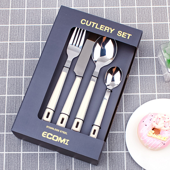 Set tacâmuri 24 de piese din oțel inoxidabil 410, finisaj oglindit, în cutie cadou