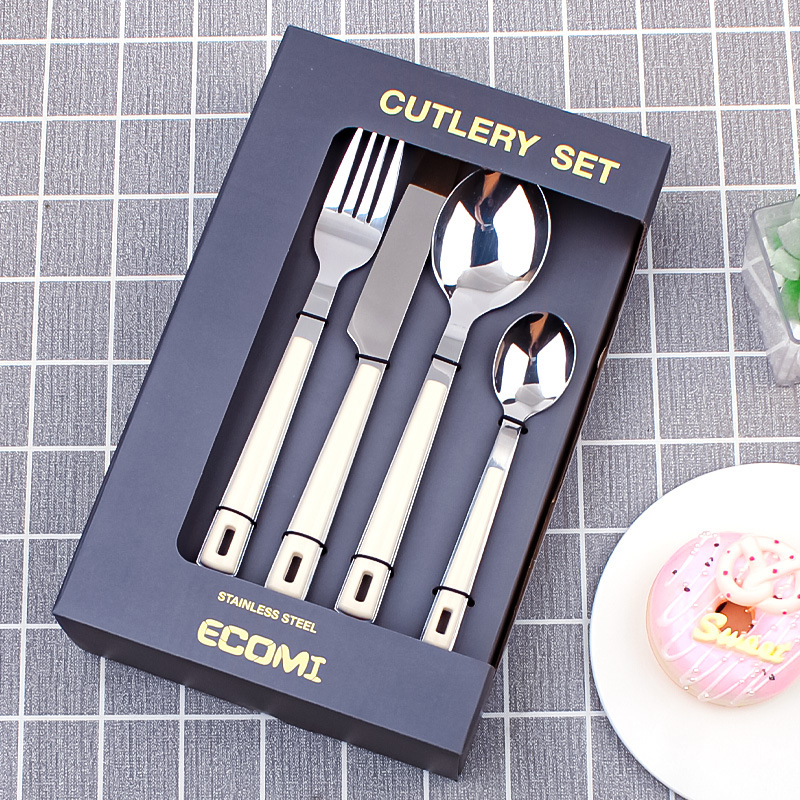 Set tacâmuri 24 de piese din oțel inoxidabil 410, finisaj oglindit, în cutie cadou