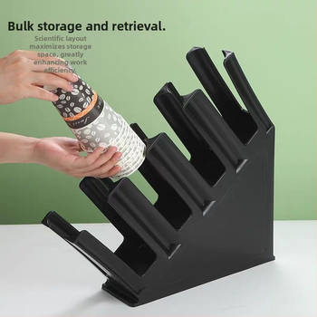 Suport din plastic pentru pahare, cu patru compartimente înclinate, turnare prin injecție, 750 g