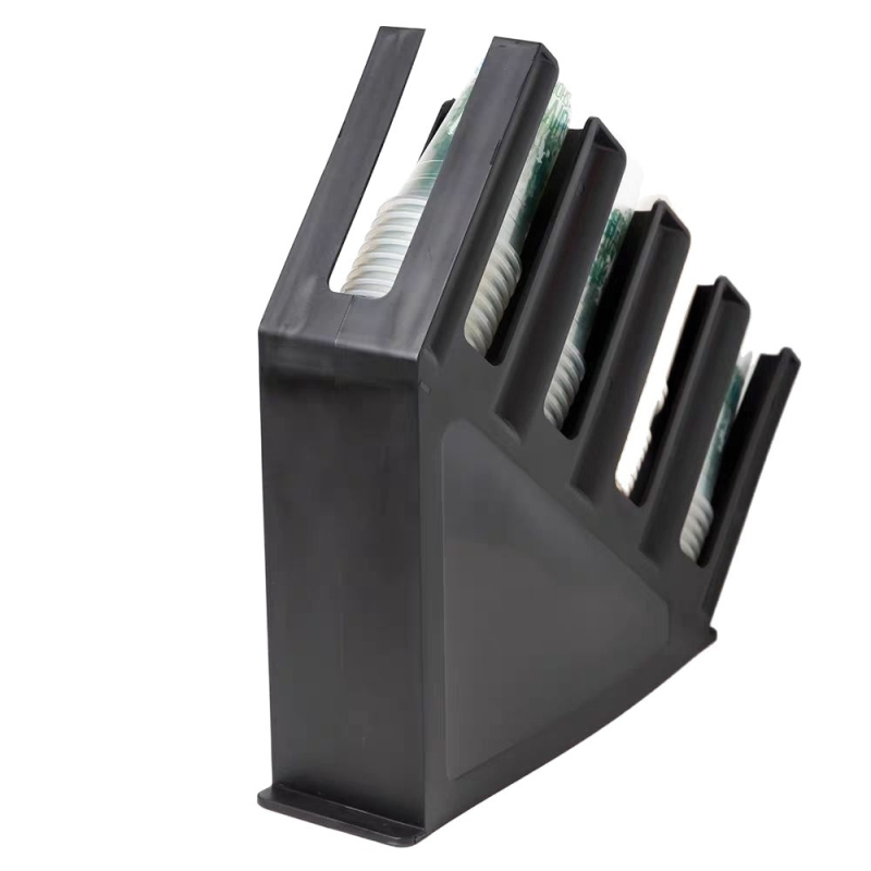 Suport din plastic pentru pahare, cu patru compartimente înclinate, turnare prin injecție, 750 g