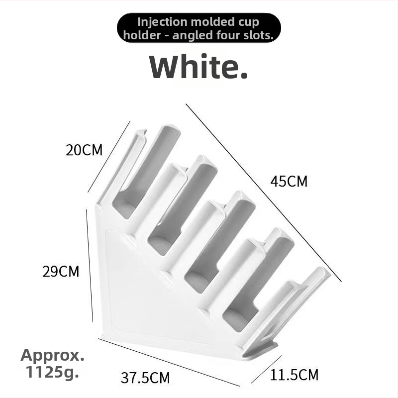 Suport din plastic pentru pahare, cu patru compartimente înclinate, turnare prin injecție, 750 g