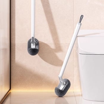Четка за тоалетна с меки влакна, дълга дръжка, стенно монтирана, пластмасова конструкция